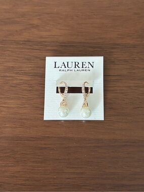 LAUREN Ralph Lauren Gold-Tone Pavé & Imitation Pearl Drop Earrings